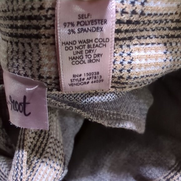 Willow & Root Women's Plaid Check Trouser Pant Size L Brown Black Tan career - Picture 8 of 15
